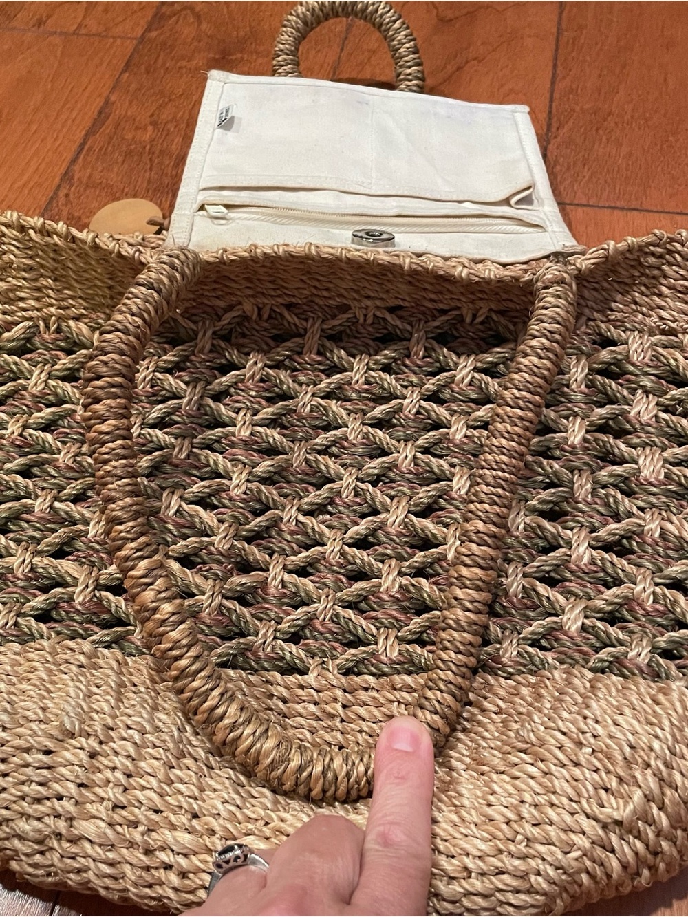 Nine West Natural Brown Woven Seagrass Tote - Picture 5 of 15